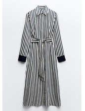 ZARA STRIPED MIDI SHIRT DRESS