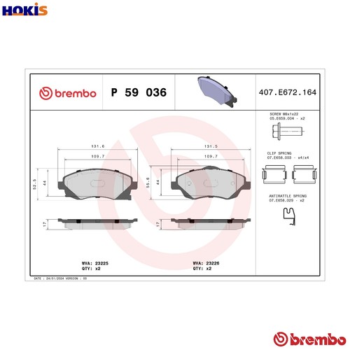 Brake pad set - set, disc