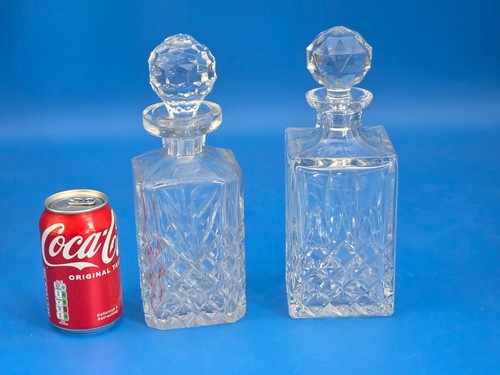 Two heavy square moulded - heavy, glass
