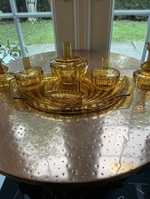 Antique 1940 Amber Glass.full Dressing Table Set.