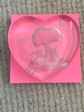 Snoopy & Woodstock Glass Heart Paperweight