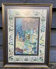 Indian Mughal Persian Islamic Art Hand Painted Framed Fine Painting Picture