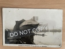 Launch Of Vickers Naval Airship at Barrow In Furness, Cumbria.    Sankeys RPPC.
