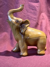 African Plains Hand Carved Wooden Elephant Calf Figurine 19.5 cm Tall