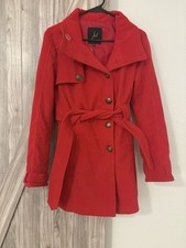 Pre-owned Red Long Pea Coat