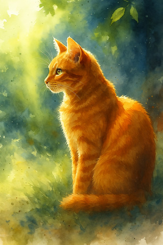 Orange tabby cat - orange,