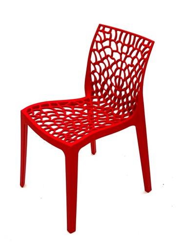 Red plastic stacking chairs - plastic,