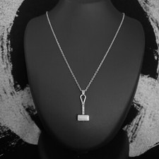 Unisex Silver Odin Viking Mini Thor Hammer Pendant Necklace Jewellery Gift UK