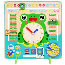 Wooden frog clock intelligence English time cognition toy