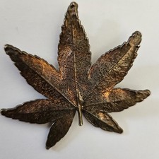 Bronze Effect Maple Leaf Brooch/Pendant. Textured Multitone Finish.