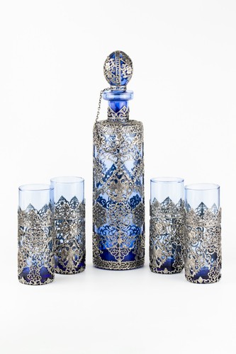 Cobalt blue glass liqueur - glass,