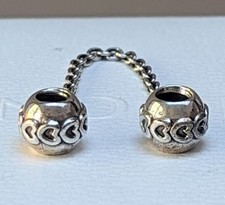 Genuine Pandora ALE 925 Sterling Silver Band Of Hearts Safety Chain 6cm