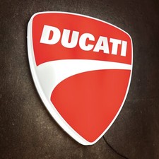 DUCATI BADGE LED ILLUMINATED WALL LIGHT SIGN GARAGE GAS & OIL CORSE