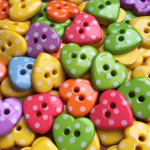 Buttons spotty dotty heart - dotty,