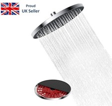 Fixed Rainfall Shower Head 10 Inch, Round Powerful High Pressure. Chrome & Black