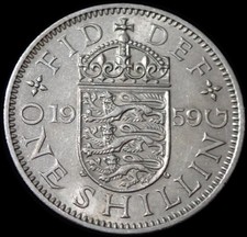 UK One Shilling 1959 Elizabeth