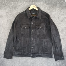 Zara Black Denim Jean Jacket Mens Eur Medium Trucker