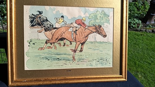 Antique framed mounted print - antique,