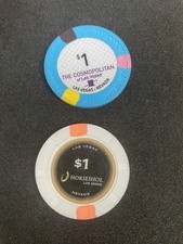 2x $1 one dollar las vegas casino chips cosmopolitan & horseshoe poker chips