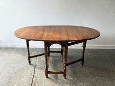Antique Oak Drop Leaf Gate-leg Table with Barley Twist Legs