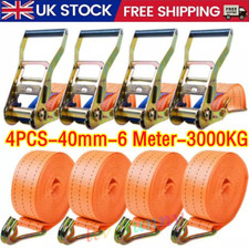 4X Heavy Duty Ratchet Ties Down Straps 40mm-6-Meter Lashing Cargo/Luggage-3000KG