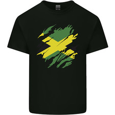 Torn Jamaican Flag Jamaica Day Football Kids T-Shirt Childrens