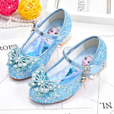 Kids Elsa Princess Shoes Girls Party Sequins Bow Glitter Fancy Dress Sandals UK