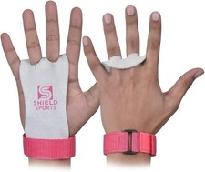 Kids Leather Grips hand Guard Gloves Pull up Gymnastic Palm Protector W/ Pink