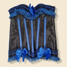 Ladies Blue & Black Lace & Buckle Corset Waist Trainer Cincher Size Small
