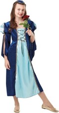Girls Blue Tudor Princess Juliet Fancy Dress Book Day Costume M For 5–7 Year