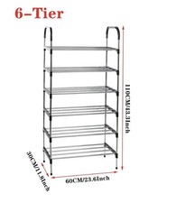 6 Tiers Shoe Rack Organizer Stainless Steel Stackable Space Saving Shoe Shelf
