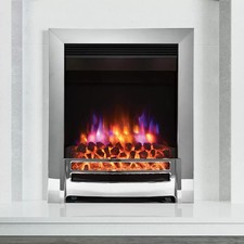 Flare Ember Chrome Inset Electric Fire 2kW Modern Wall Mounted Fireplace Heater