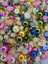 Mixed Flat Back Pearls Rhinestones Embellishments Face Gems Craft Card Making UK