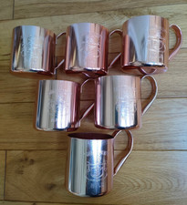 Vintage Set of 6 Smirnoff Mule Mugs Aluminium/Copper in orignal box VG condition
