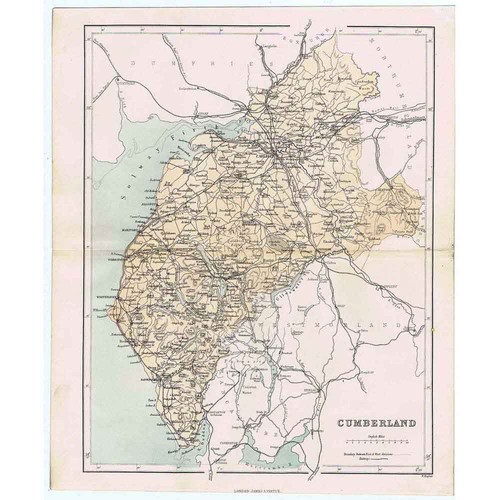 Cumberland antique county map - antique,