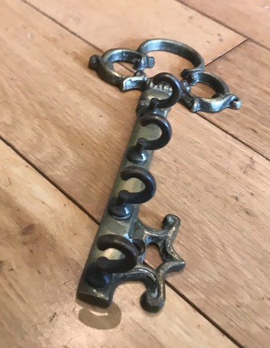 Vintage brass key shaped - brass,