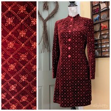 CAROLINE CHARLES DARK COPPER EMBROIDERED SILK VELVET COAT 8 10 BOHO WEDDING ARTY