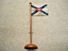 1958 M.J.ORANJE DUTCH LINE DINER D'ADIEU SOUVENIR MENU FLAG ON WOODEN FLAGPOLE