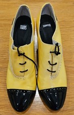 Camper Twins 41 Yellow And Black Patent Leather  Brogues With 3 Inch Heels