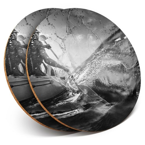 Coasters kayak canoe - bw,