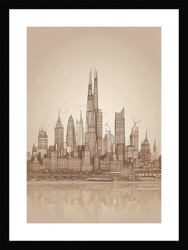 Soft london skyline - london, framed