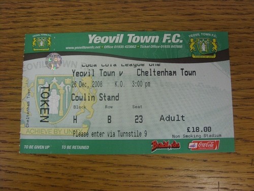 2008 ticket yeovil - yeovil, town