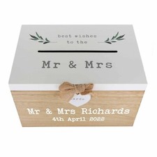 Personalised Wedding Card Post Box Wooden Memory Gift Box with Name's & Date