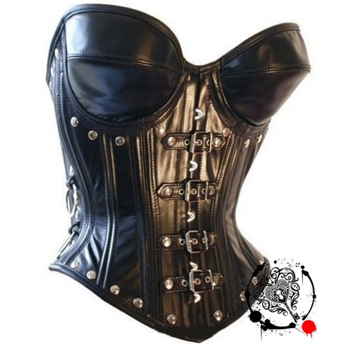 Gothic black overbust - overbust, leather