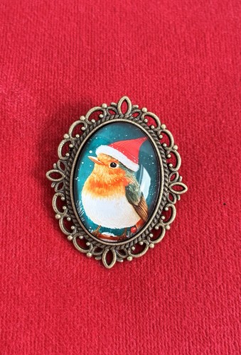 Vintage style christmas robin - style,