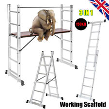 3 IN 1 Working Ladder Decorator Work Bench Aluminium Scaffold Tower Platform UK