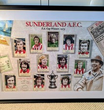LTD Edition Hand Signed  Sunderland 1973 FA CUP BOB STOKOE & FULL TEAM  COA