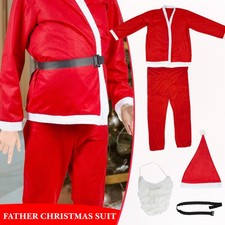 Adult Men's Santa Claus Costume Father Red Christmas Fancy Dress Outfit Suit