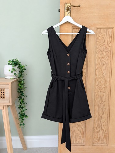 Black sleeveless belted - black,