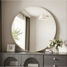 Round Metal Mirror Gold 76cm